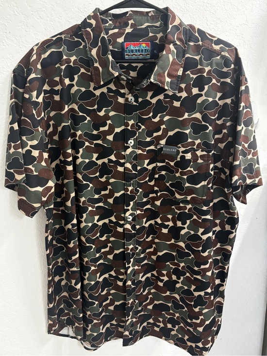 BURLEBO Other - BURLEBO Men's Short-Sleeve Camo Button-Down Shirt - Brown/Green/Black